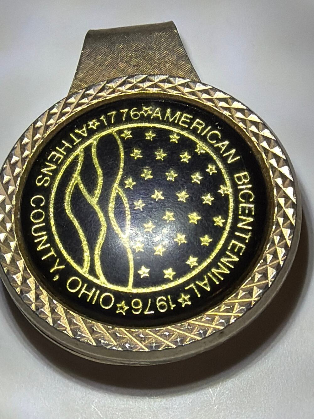 1976 American Bicentennial Athens County Ohio Vintage Metal Money Clip USA